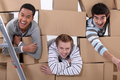 Packed household items ready for removals from a flat in Merton Park