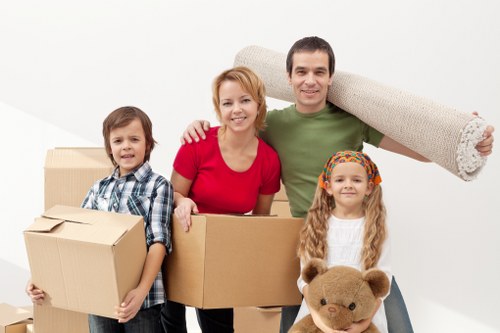 Professional movers preparing an office move near Merton Park