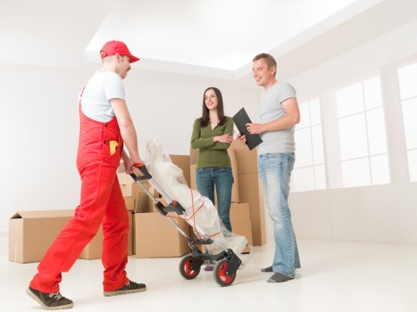 Driver loading household items for a transparent van quote