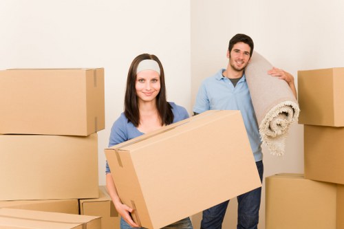 Careful loading of furniture and boxes into a removal van